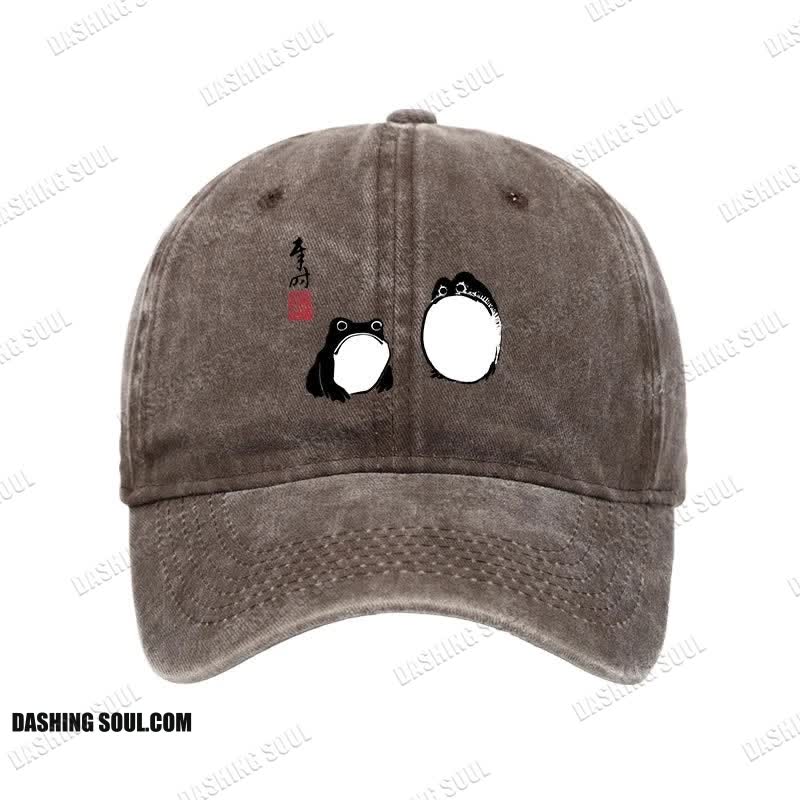 Unisex 100% Cotton Matsumoto Hoji Frogs Japan Vintage Print Cap