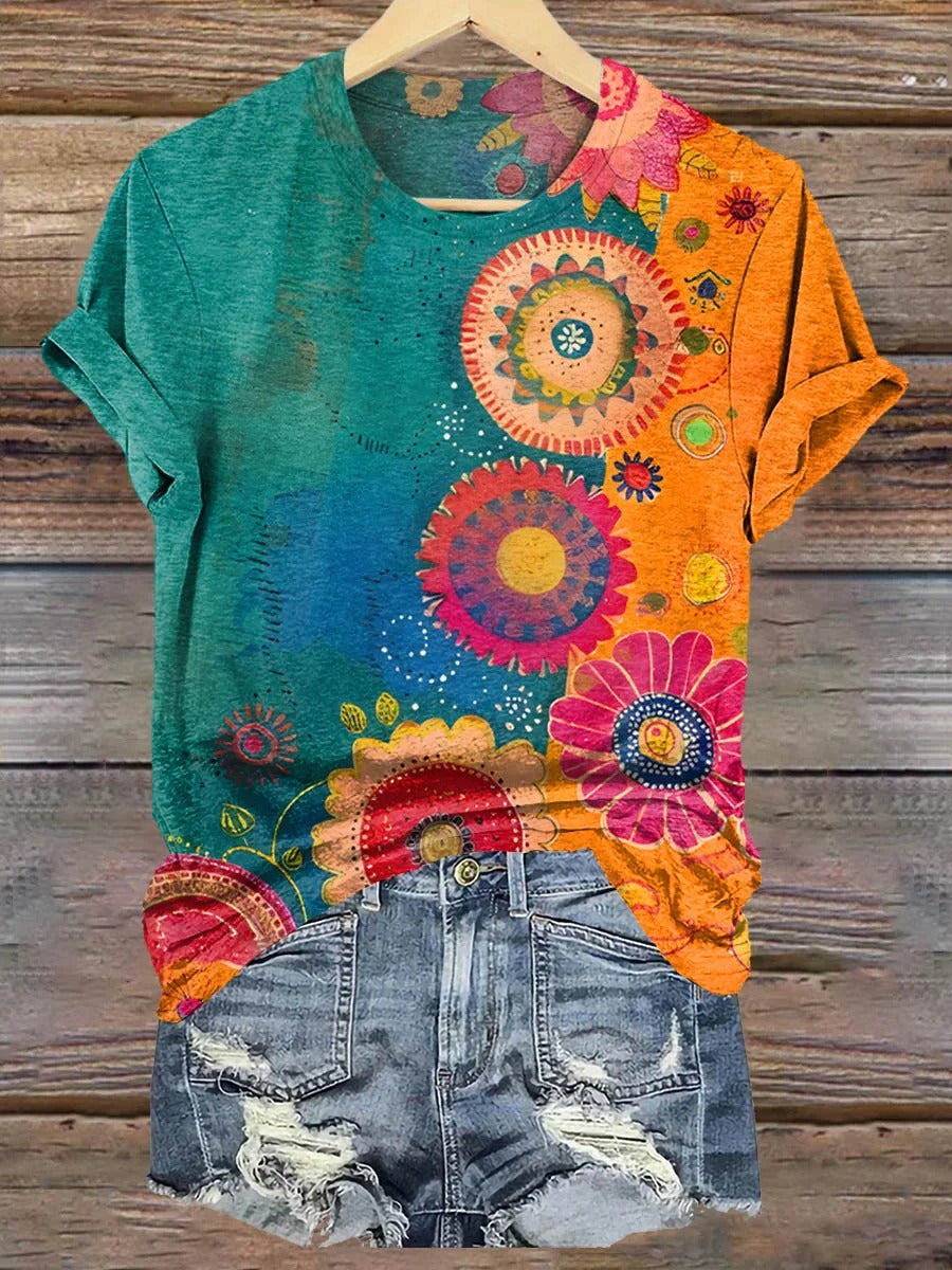 Floral Art Print T-Shirt