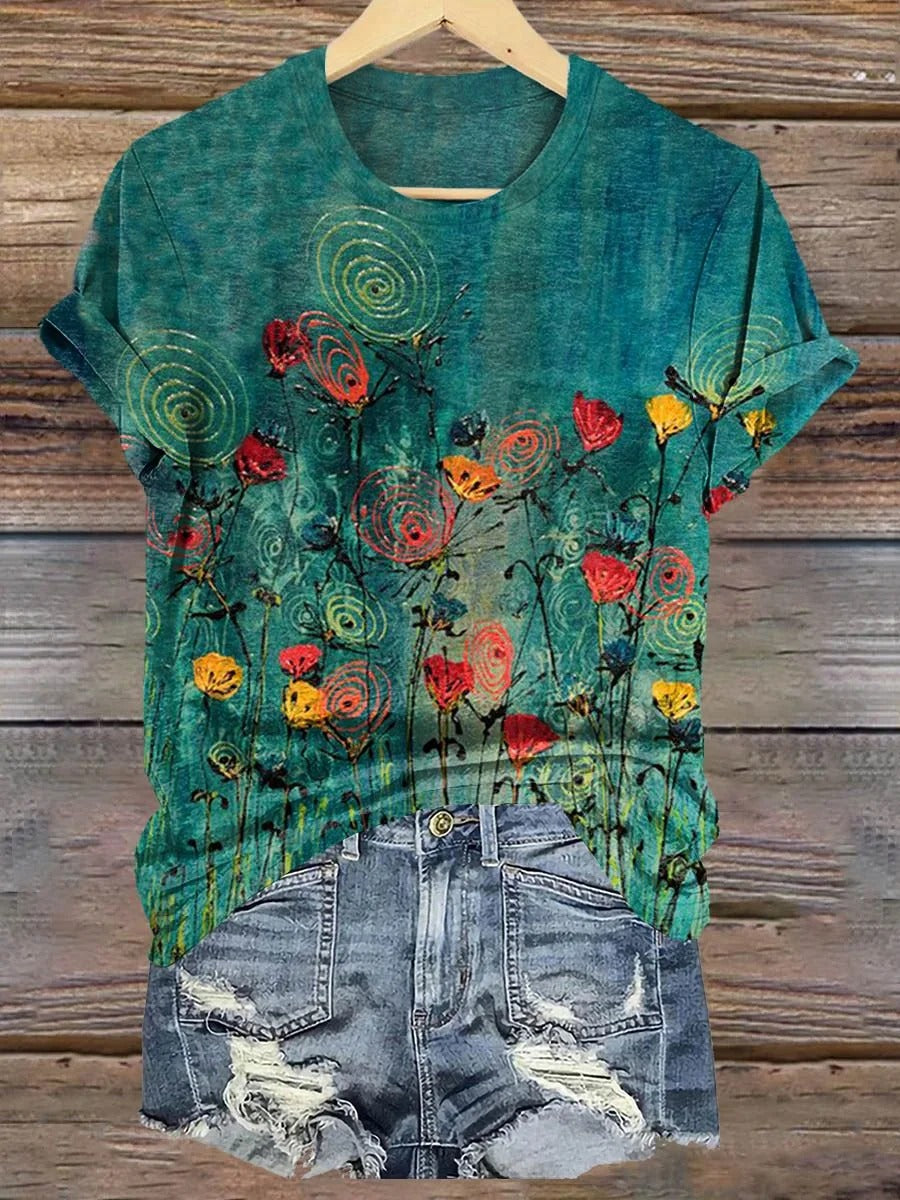Floral Art Print T-Shirt