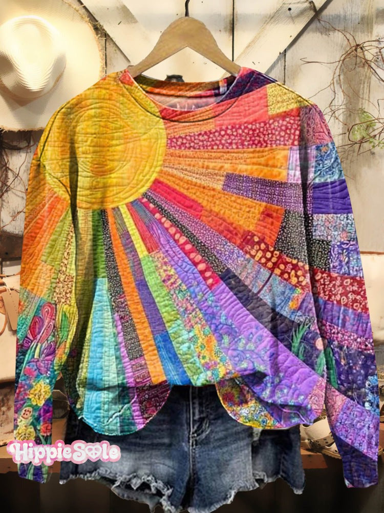 Colorful Checkered Print Casual Sweatshirt