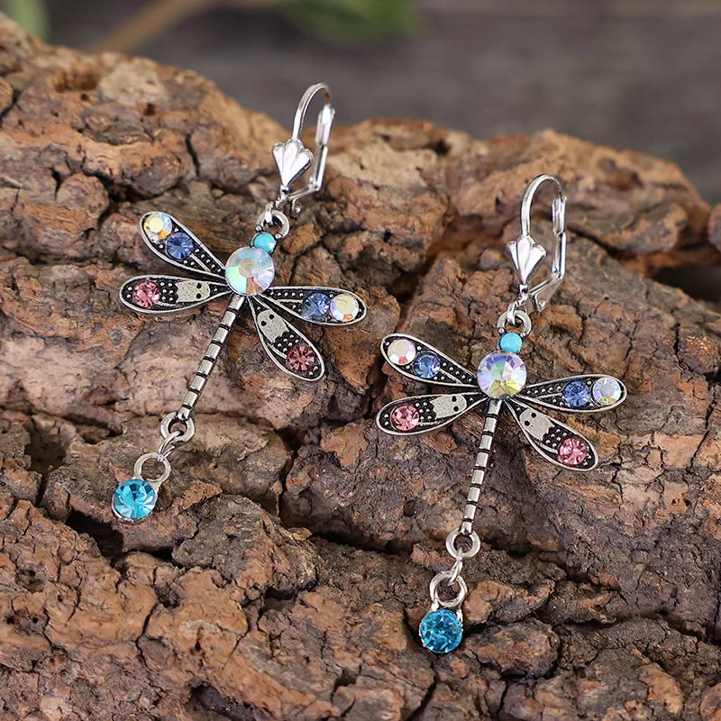 Women's Fashion Colored Dragonfly Earrings