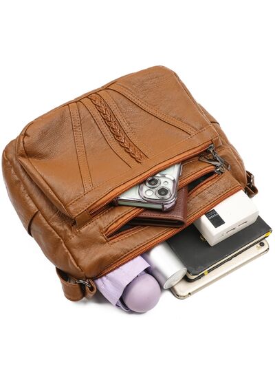 PU Leather Adjustable Strap Shoulder Bag