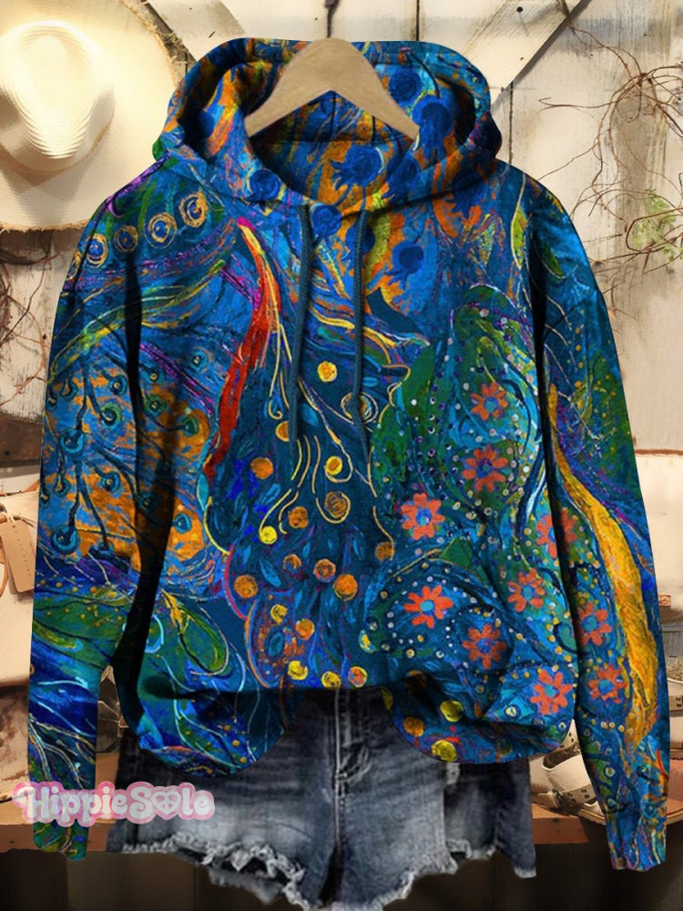 Women's Watercolor Floral Art Patterns Print Casual Sweatshirt