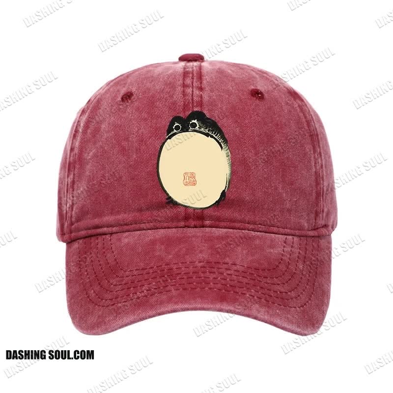 Unisex 100% Cotton Grumpy Frog Japanese Vintage Print Cap